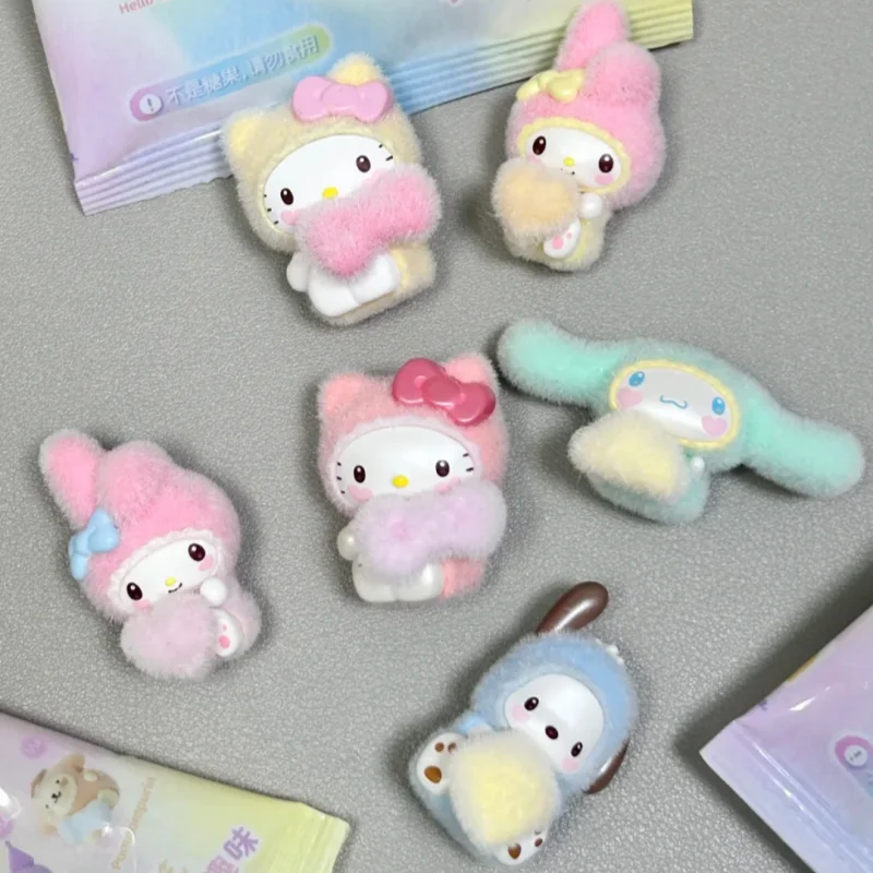 Authentic Sanrio Charaters Rongrong Little Baby Series Flocked Blind Box Cute And Exquisite Ornaments Girl's Gift Surprise Box