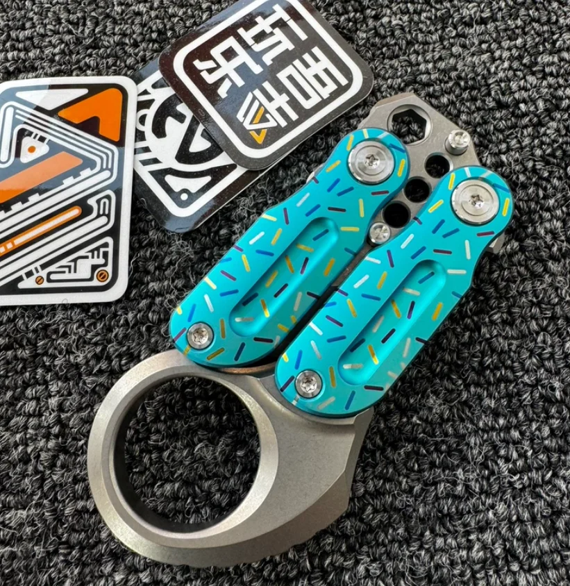 Used EDC Wanwu Blueberry Doughnut Titanium Alloy Stress Relief Toy Haptic Spinner Fingertip Gyroscope Decompression Toys
