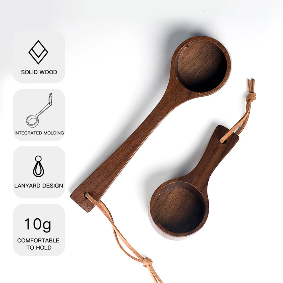 Coffee Bean Spoon Walnut Wood Espresso Coffee Measuring Scoop Wooden Dosing Spoon Beans Tea Sugar Coffee Accessories