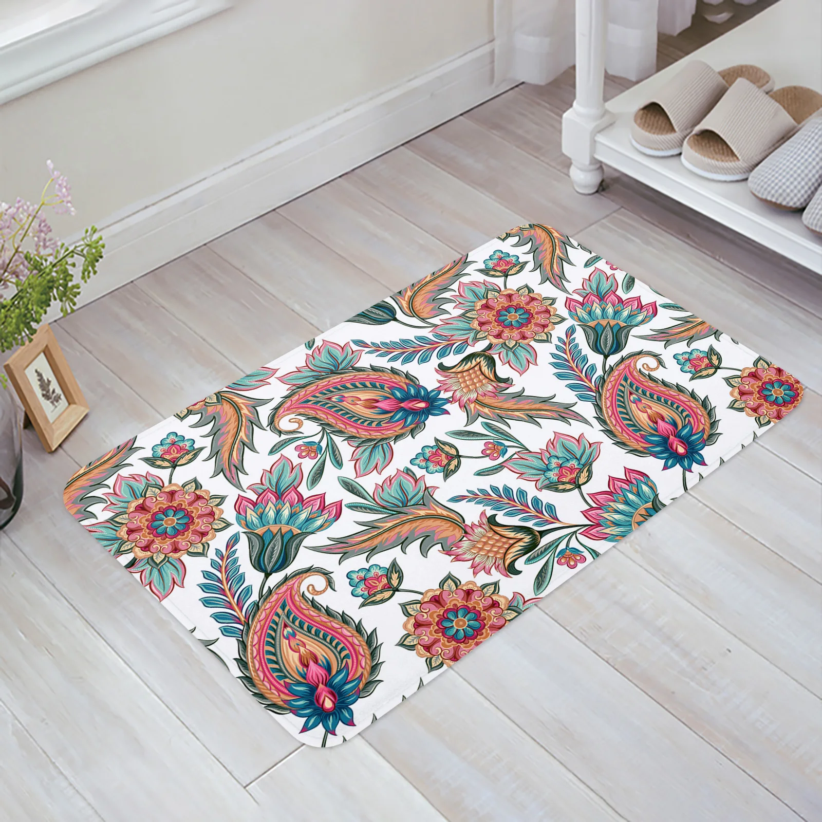 Flower Retro Paisley Home Doormat Decoration Flannel Soft Living Room Carpet Kitchen Balcony Rugs Bedroom Floor Mat