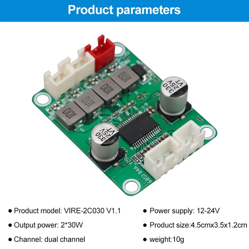 TPA3118D2 Digital Stereo Audio Amplifier Board 30W&30W 2.0 Channel Amplifier Module DC 12-24V Audio Amplifier Module