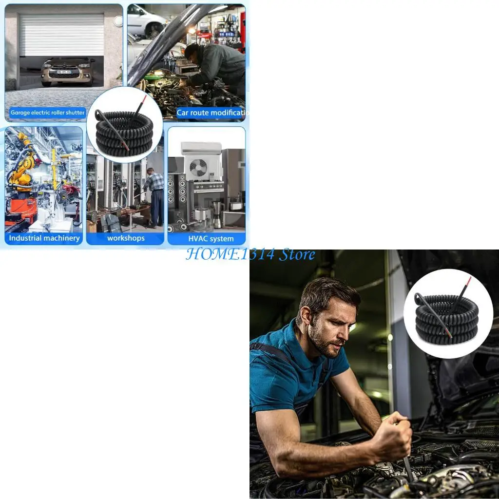 

M6CE 4 Cores 18AWG Coppers Coiled Cord Flexible Length Adjustment 4ft To 20ft Retractable Spring Cable Power Extension Cord