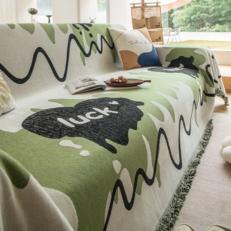 

1 шт., полотенце для дивана из синели с кисточками, двустороннее четырехсезонное универсальное одеяло для дивана, одеяло для кемпинга, пикника, скатерть