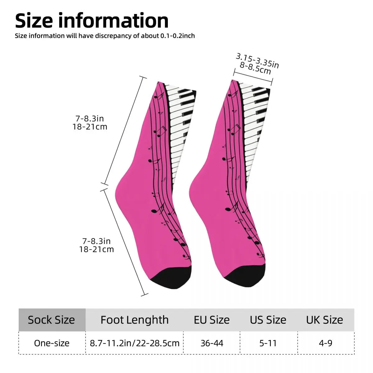 Funny Men's Socks Piano Abstract Keys Vintage Harajuku Music Notes Street Style Casual Crew Crazy Sock Gift Pattern Printed