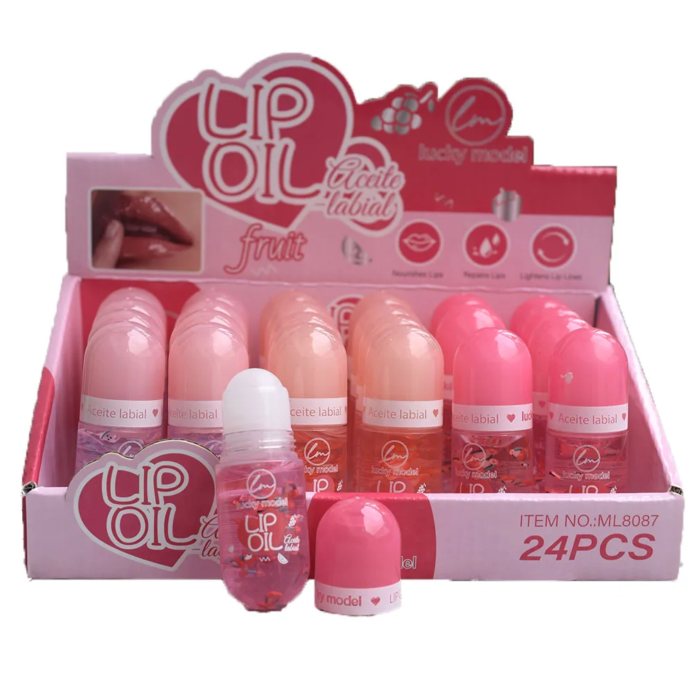 

24 шт., милые капсульные шарики-ролики, зеркальный прозрачный блеск для губ, набор фруктовых ломтиков, 6 цветов, увлажняющие губы, косметические