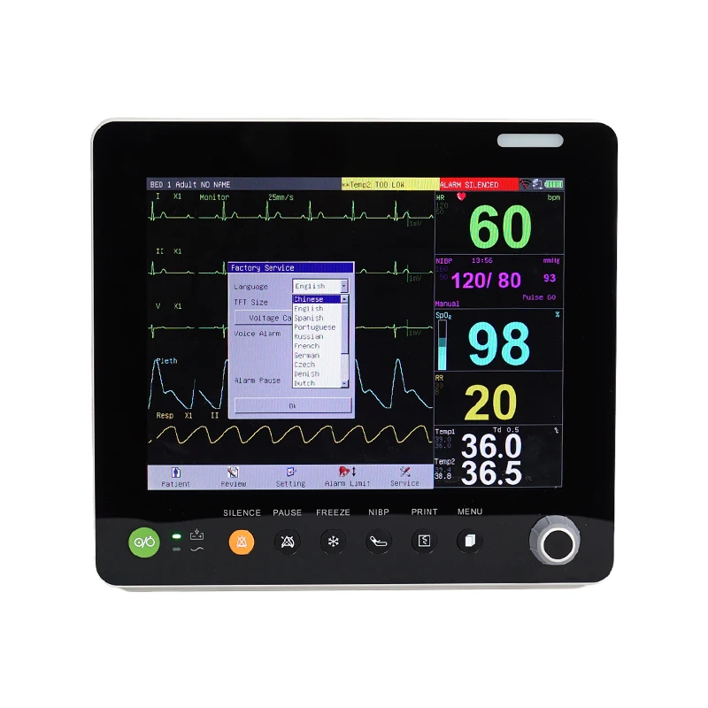 High Quality 12/12.1/15 inch portable animal use vet multi-parameter patient  etco2 veterinary