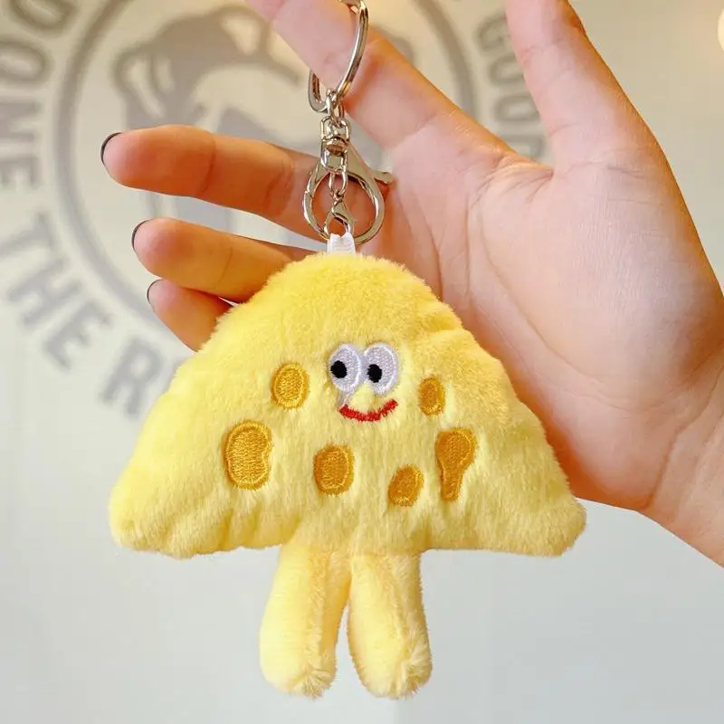 Stuffed Cheese Key Chain Cute Charm Plushies Kawaii Pendant Food Bread Plush toys For Kids Backpack Bag Accessories