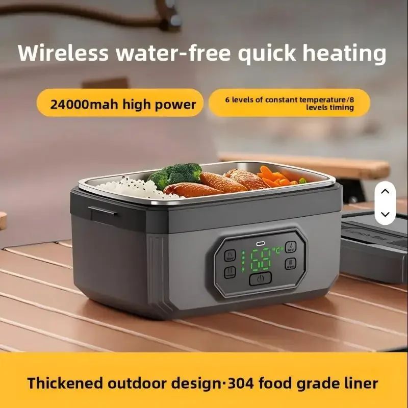 Insulated Portable USB Electric Heating Lunch Box Rechargeable Warm Lunch Box for Camping No Plugging in Required Rice Cooker