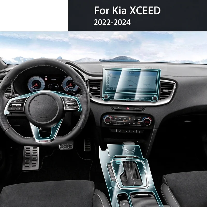 Car Gearbox Panel Dashboard Anti-Scratch Transparent Pre-cut PPF Film For Kia Xceed 2022 2023 2024 TPU Interior Film