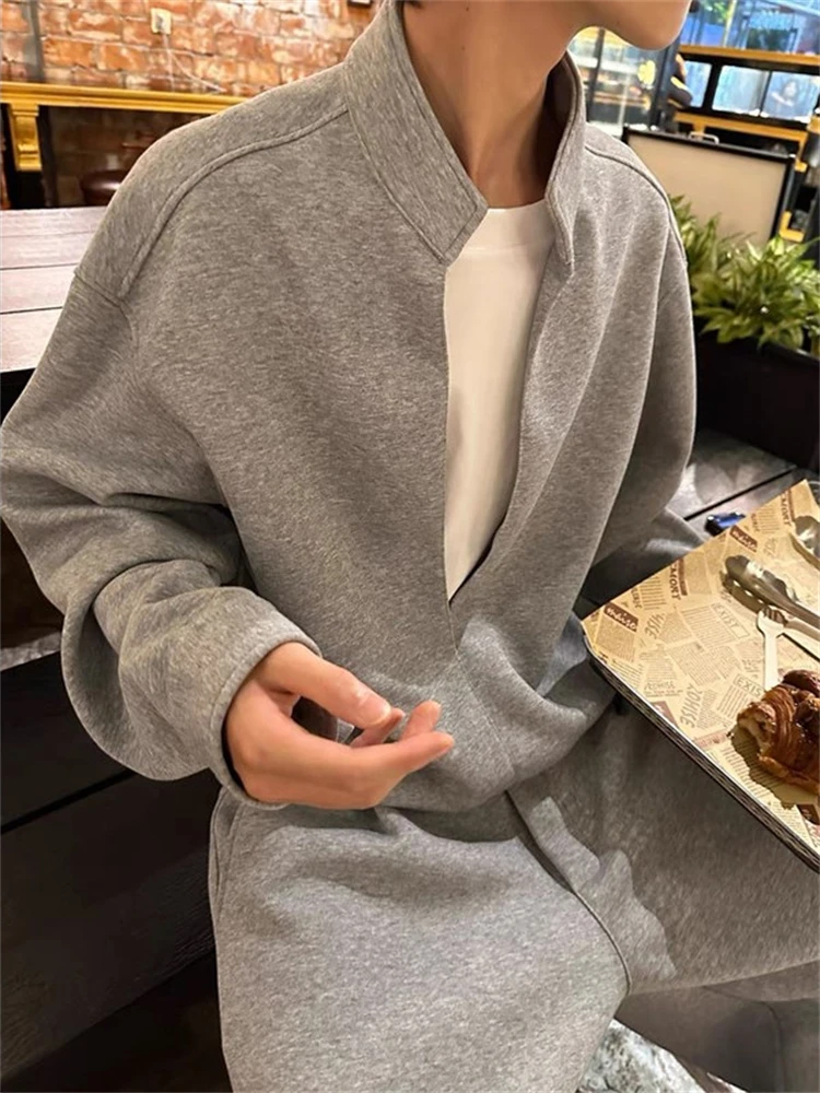 

Цветная толстовка с длинными рукавами для мужчин в американском стиле, с полуоткрытым воротником, имитация двухслойности, универсальный топ для весны и осени.