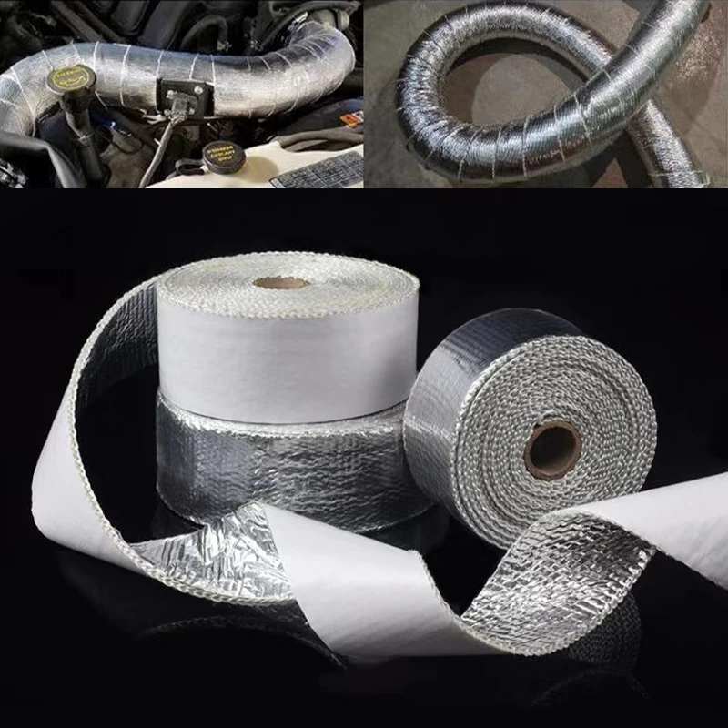 

10m Motorcycle Muffler Thermal Insulation Tape Tuning Car Exhaust Heat Wrap Bandage 5cm Fiberglass Fireproof Binding Tape