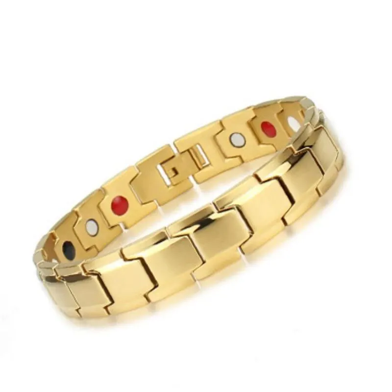 1pcs Gold-color Bracelet Men And Women Universal Style Luxury Style Oil Dripping With Soldered Magnets Detachable Jewelry