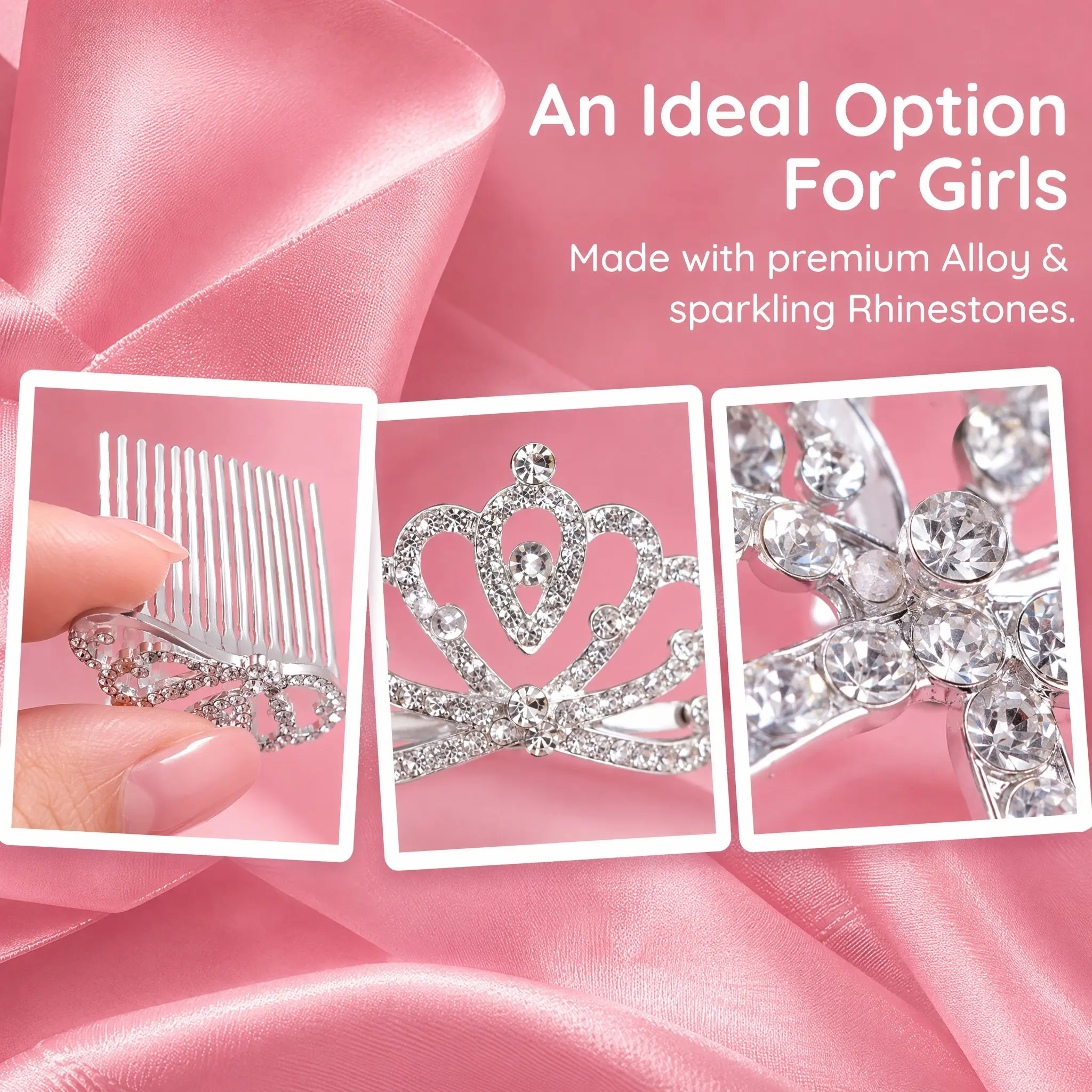 12Pcs Princess Crown Hair Comb Pack Elegant Sparkling Headdress for Birthday Party Festival Celebration Delicate