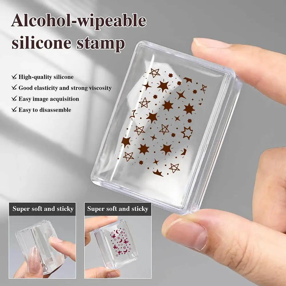 Circular/Square Silicone French Stamps For Manicure Nail Art Stamping Kit French Design For Manicure Plate Stamp Polish Sea N8C0