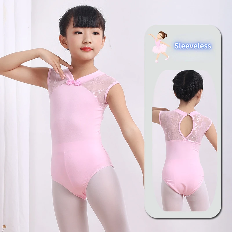 Cute Child Baby Dancewear Ballet Leotard Tops Backless V-neck Bodysuit Gymnastics Dancer Performance Costumes