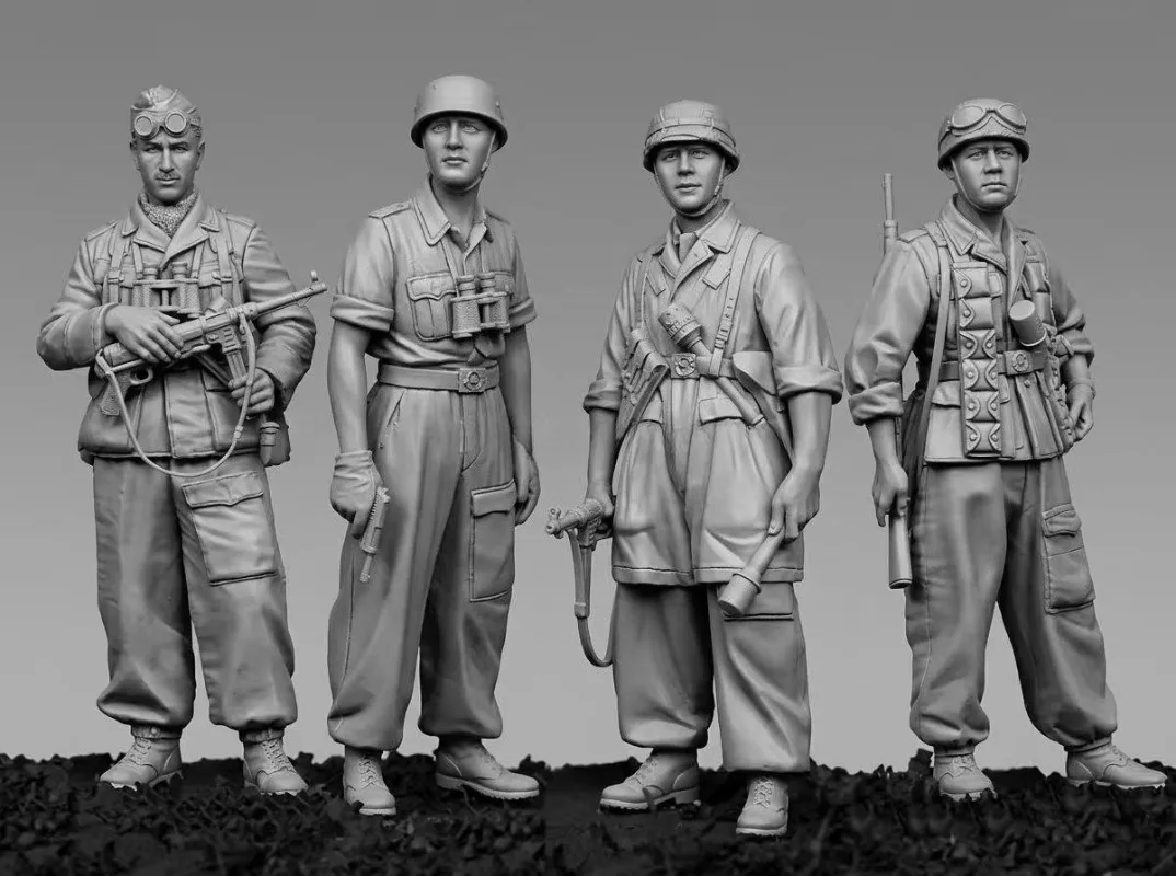 

1/35 Scale Resin Figure Assembly Kit Paratroopers 4 People Collection Limited Miniature Toys Unassembled and Unpainted