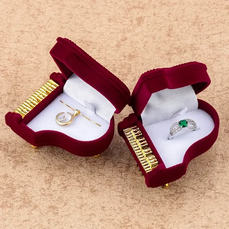 

1 Piece Velvet Jewelry Box Unique Piano Wedding Ring Box Gift Box Holder Jewellry Wrap for Earrings Necklace Bracelet Display