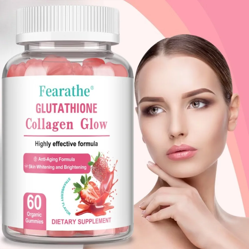 Glutathione Collagen Glow Gummies - Anti-Aging, Skin Brightening Formula, Organic, 60 Gummies
