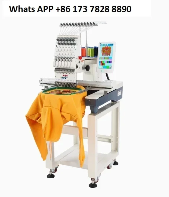 12 Needle/15 Needle Hat Clothing Mini Industrial Digital Single Head Flat Sewing Fully Automatic Computerized Embroidery Machine