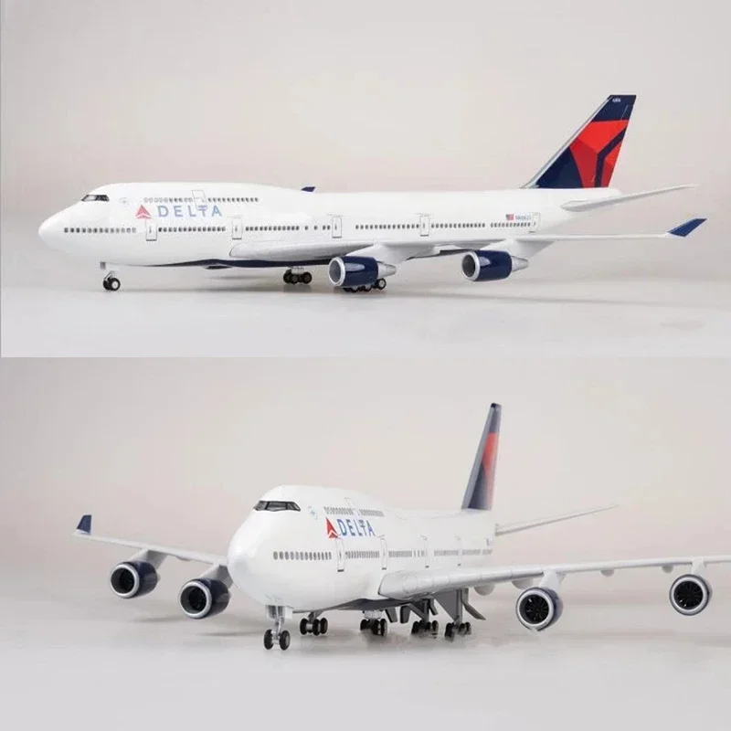 Airplane Model Toys Diecast Resin Delta Boeing 747 Airplane Aircraft Airlines Airways Air Bus with Lights Home Decor Toys Gift