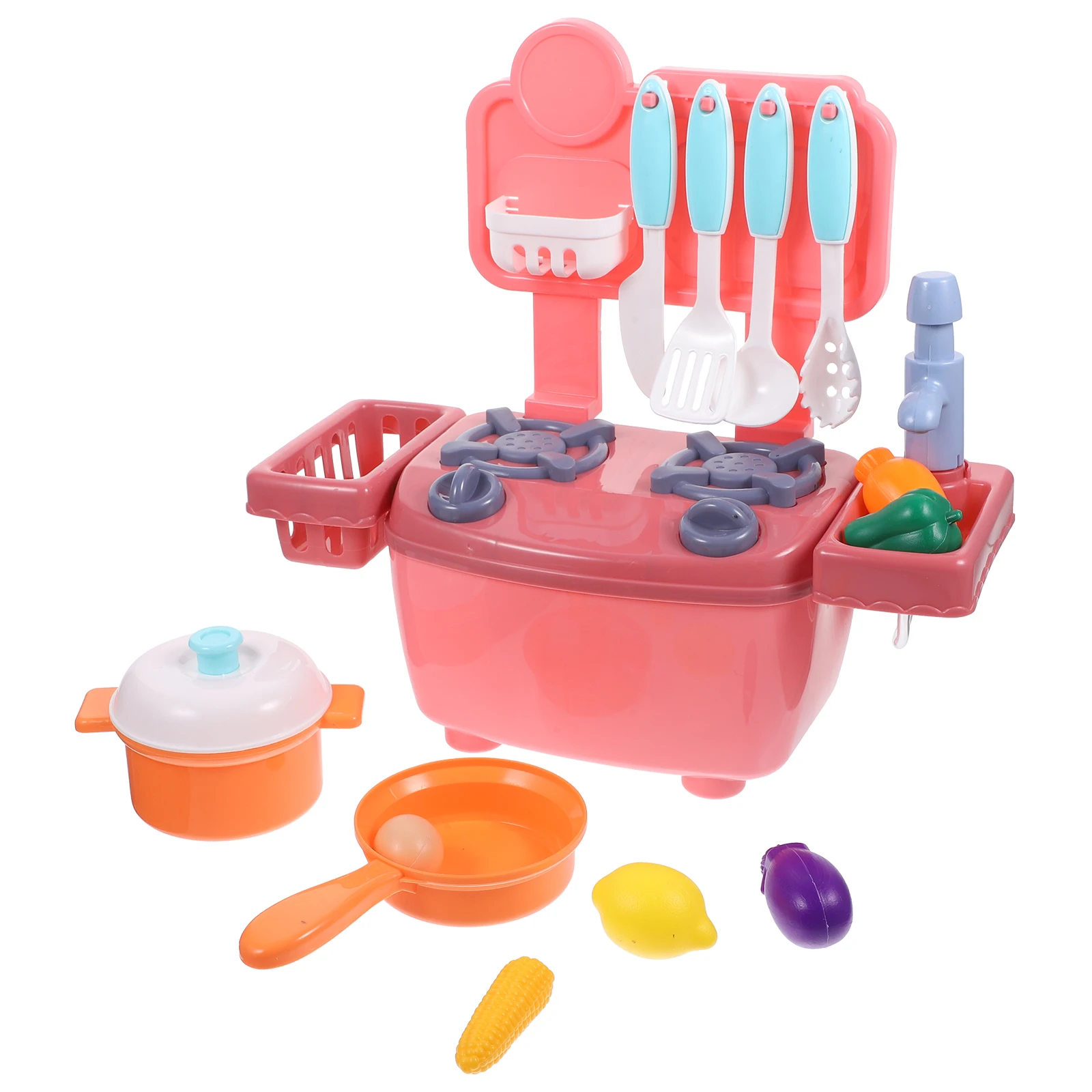 

1Set Imitation Kitchenware Pink Role Play Cooking Tableware Educational Chef Kitchenware Kids Cooking Play Set