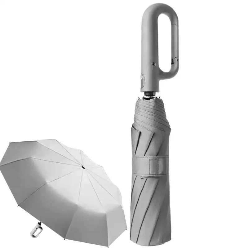 Automatic Folding Umbrella UV Protection Wind Proof Umbrellas with Carabiner Handle Compact Folding Umbrella Automatic Open and