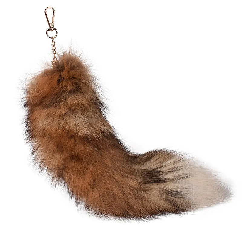 Fox Tail Keychain Women\'s Bag Pendant Natural Color Nine-tailed Fox Tail Stage Performance Props
