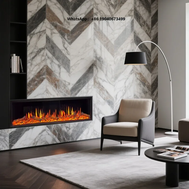 Electric Fireplace Ultra Realistic Flame Remote Control Metal Insert for Home Commercial Decor Villas  wjr