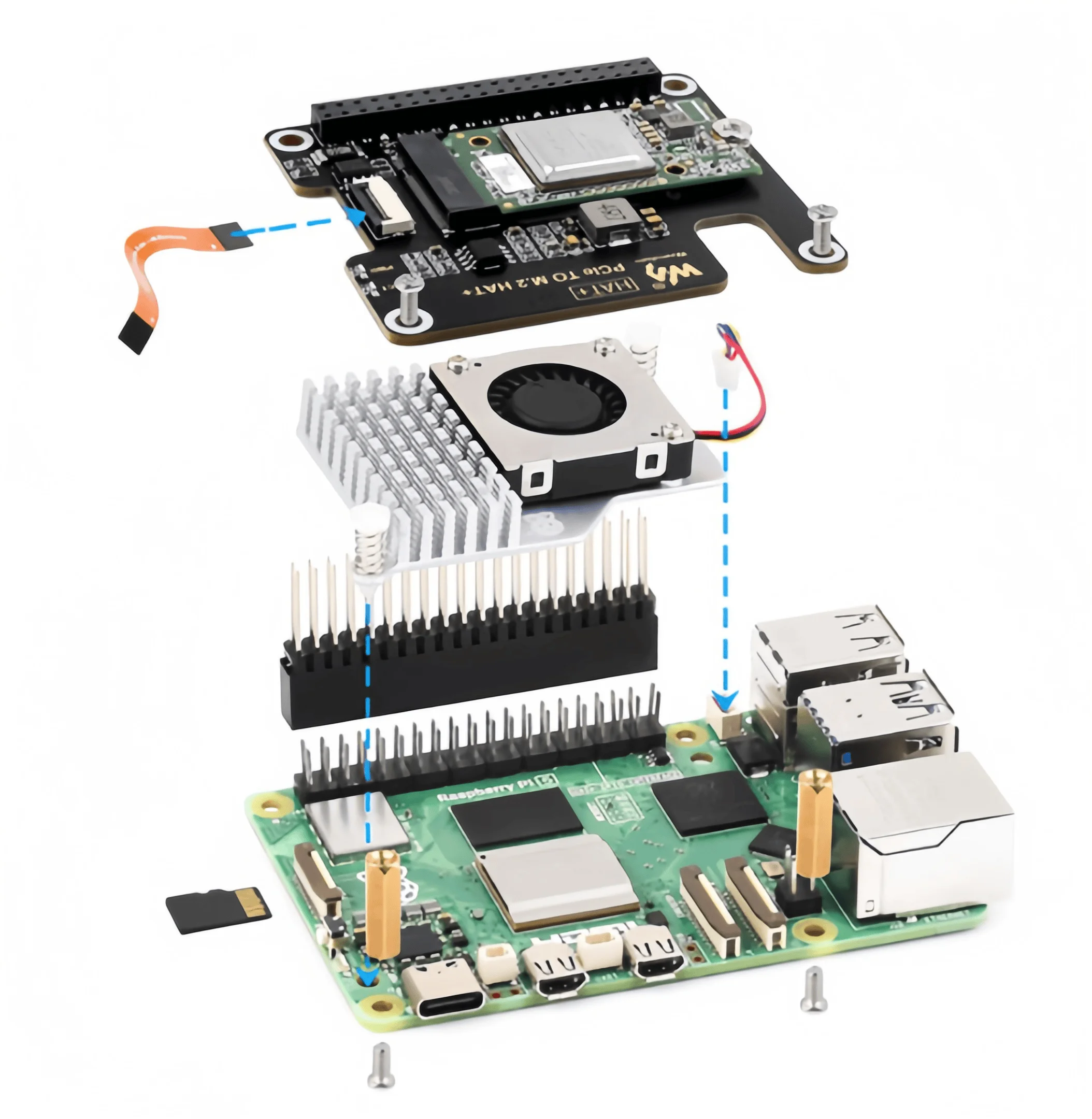 Raspberry Pi 5-го поколения Hailo-8 комплект искусственного интеллекта AI M.2 Key M интерфейс 26TOPS вычислительная мощность