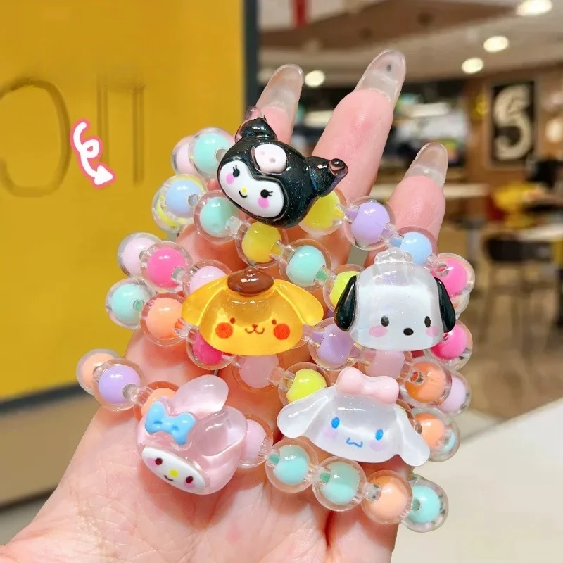 Браслет с героями мультфильмов Miniso, детский браслет Sanrio, аксессуары с героями мультфильмов для маленьких девочек, украшения из бисера, универсальный стиль для путешествий для девочек