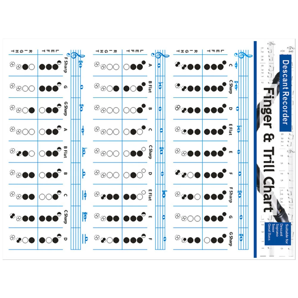 

Base Chord Chart Music Poster Flute for Beginner Finger Notes Clarinet Practice