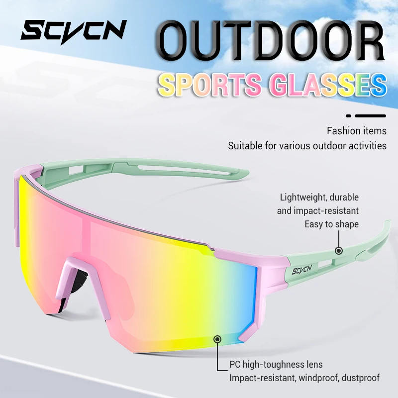 SCVCN New Outdoor Bike Mountain Driving Glasses Cycling Sunglasses Sports Hiking Glasses Men Road Bicycle Glasses UV400 Goggles