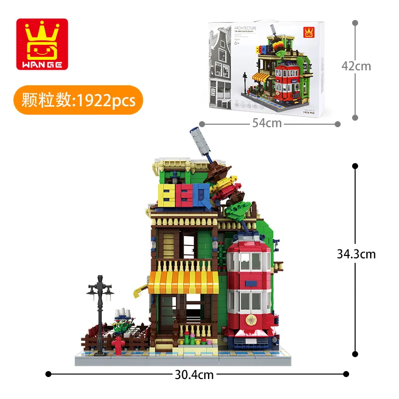 Bloques de construcción MOC para niños, juguete de ladrillos para armar restaurante BBQ, serie City Street View, ideal para regalo, código 1922, piezas