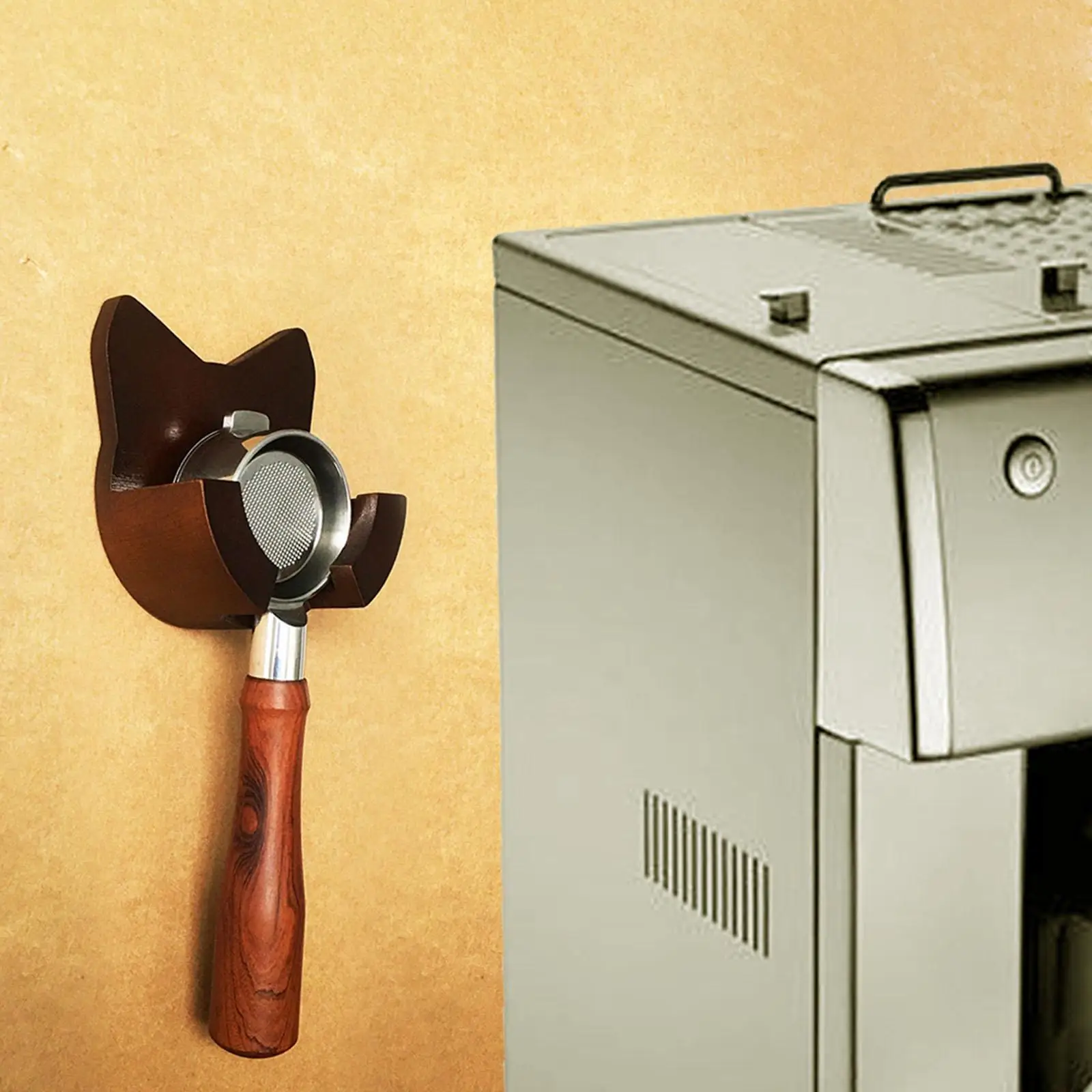 Wall Hanging Coffee Rack Holder Solid Wood Bracket Espresso Machine Accessory