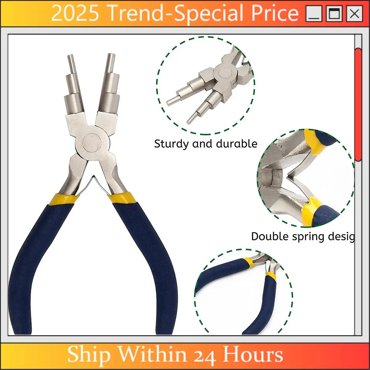 Conjunto de alicates para fazer joias aa64, 6 em 1, alicate para fazer joias e mandíbula de nylon, alicate de nariz plano, alicate de laço para fazer joias