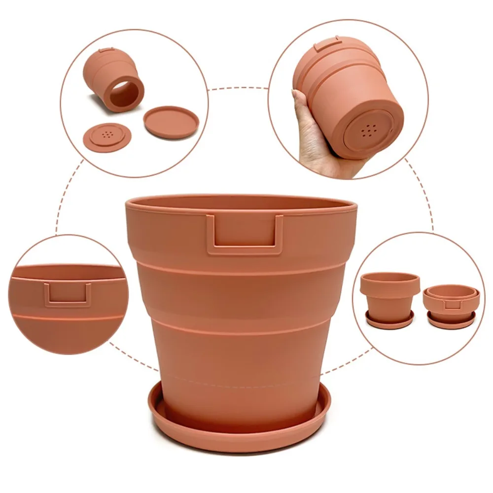 Economic Anti Drop Flower Pot Drought Resistant Large Diameter Folding Flower Pot Thick Planter With Tray Succulent Plant