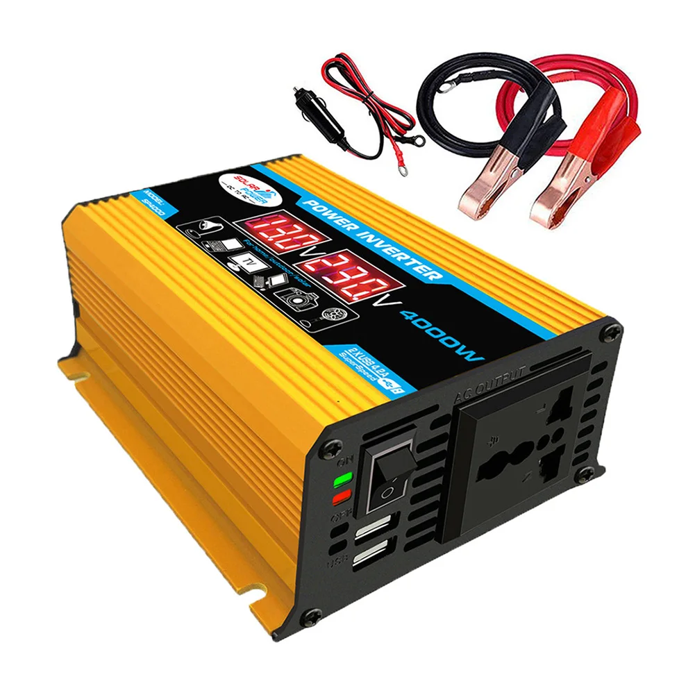 Car Power Inverter Dual LCD Digital Display Car Power Inverter Voltage Transformer for Auto Steamboat Accessories