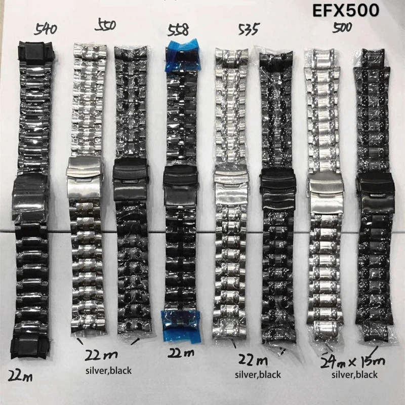 Correa de reloj de alta gama compatible con CASIO MDV106 serie EF 312 524 527 539 550 534 544, correa de reloj de acero inoxidable, piezas de repuesto para pulsera