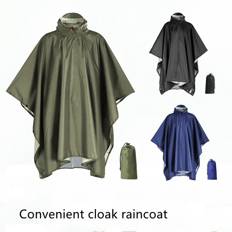 Chubasquero 3 en 1 con capucha para exteriores, poncho impermeable para acampar, senderismo, tienda de campaña, cubierta de lluvia para motocicleta