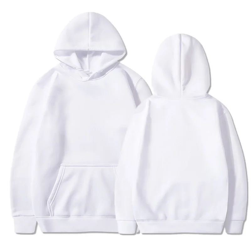 

white Hoodies men women Autumn Long Sleeve Pullover Tops Casual Pocket Hoodies Unisex Outer Loose Sport Wear