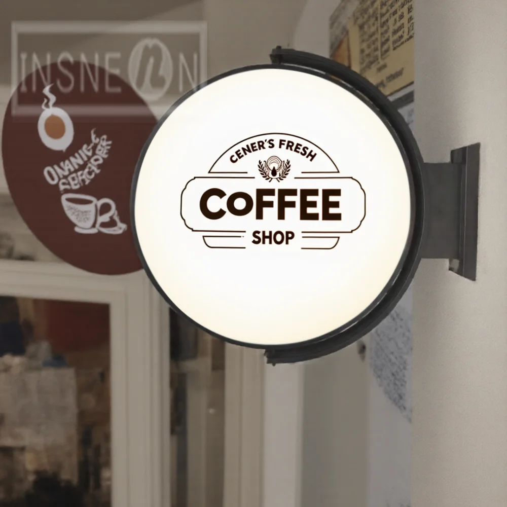 Custom 360 Rotating Light Box Led Sign Outdoor Business Acrylic Signage Illuminated Signboard Waterproof House Shop Logo