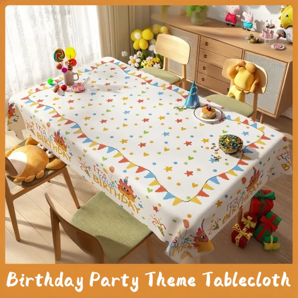 

Birthday Tablecloth Party Decor PVC Waterproof,1st Birthday Party Supplies for Kids, Cake Table Cover Celebration Decorations