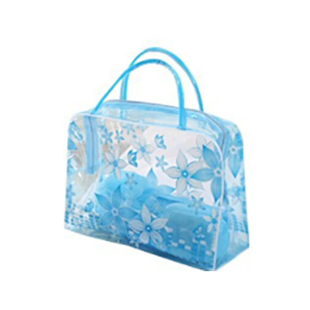 Flowers Transparent Makeup Bags Women Bathing Cosmetic Storage Pouch Outdoor Travel Handbag