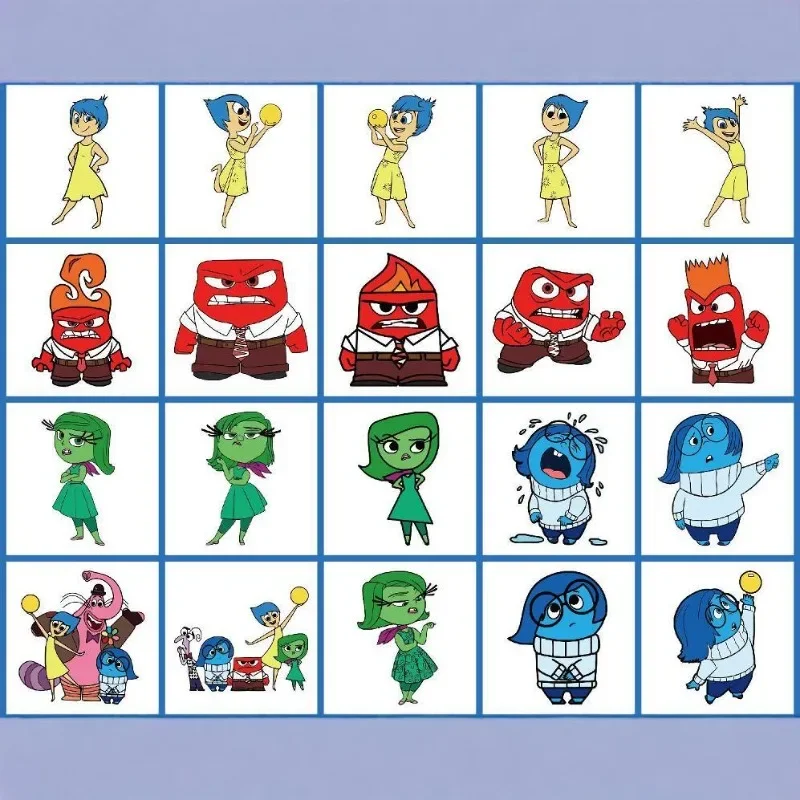 20pcs/set Disney Inside Out 2 Tattoo Stickers Anime Figures Cute Waterproof Tattoo Stickers Children Party Decoration Kids Gifts