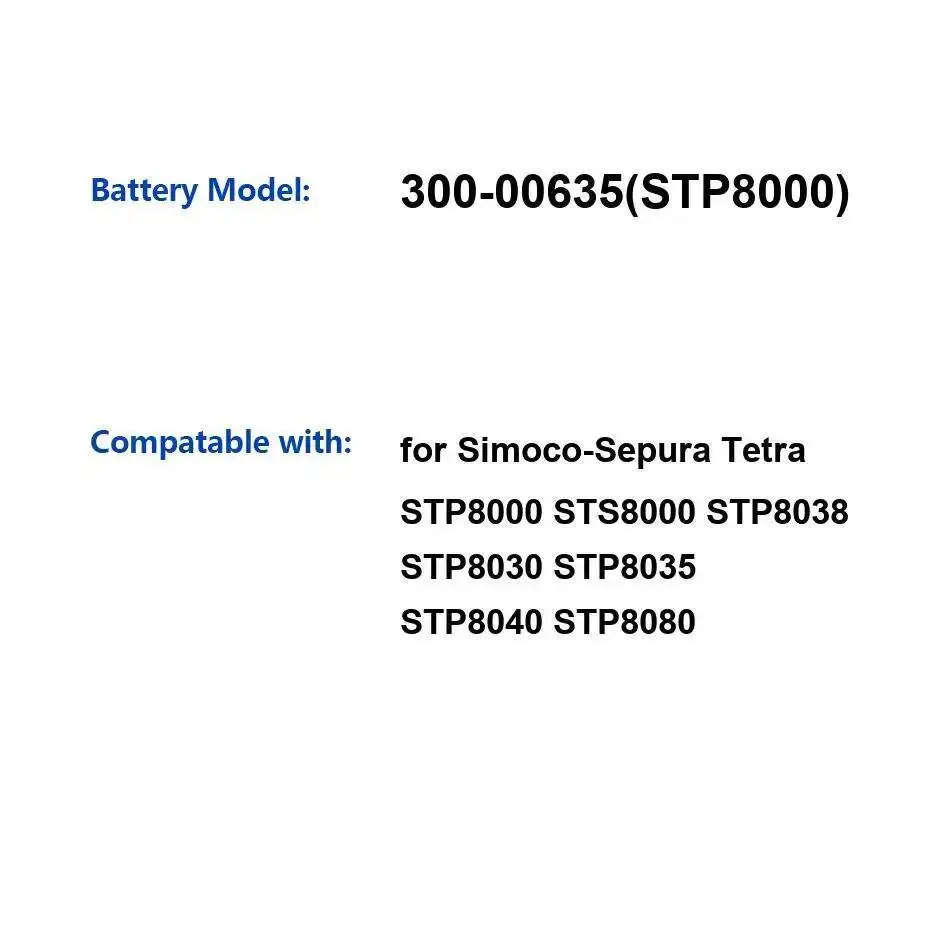 

Two-Way Radio Battery 3300Mah For Simoco-Sepura Tetra STP8000 STS8000 STP8038 STP8030 STP8035 STP8040 STP8080 300-00635
