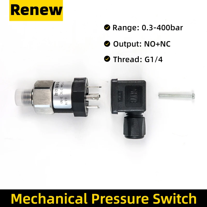 Mechanical High Pressure 40mpa Adjustable Hydraulic Water Oil Pressure Switch 400bar Water Pump Oil Pressure Control Switch