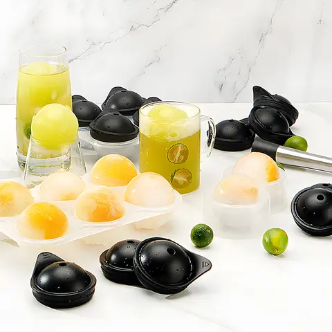 Stor silikonisform med lock, stor isbollsmaskin, rund sfär för whisky/cocktails/bourbon 10 best sales stor isbit - №6
