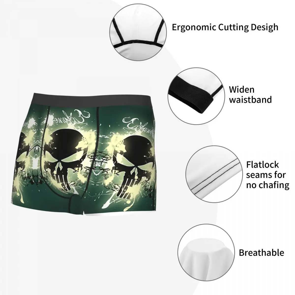 Personalizzato Maschio Divertente Punisher Cartoon Design Biancheria Intima Fumetti Trendy Supereroe Boxer Slip Pantaloncini Traspiranti Mutandine Mutande