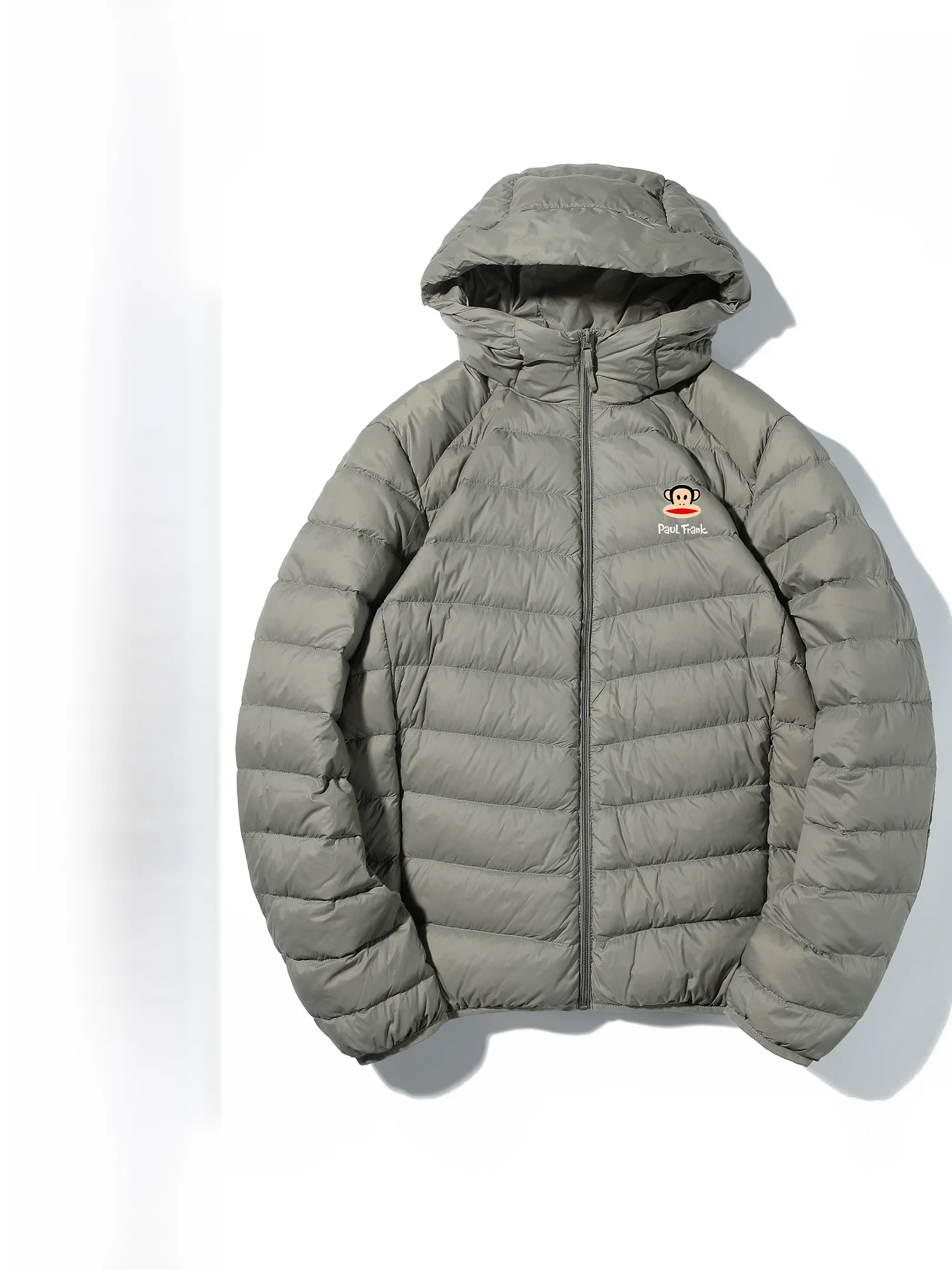 

Мужская зимняя куртка Paul Frank Leisure Warm Slim Fit с капюшоном, легкая, повседневная, с анималистическим принтом, белая, на пуху.