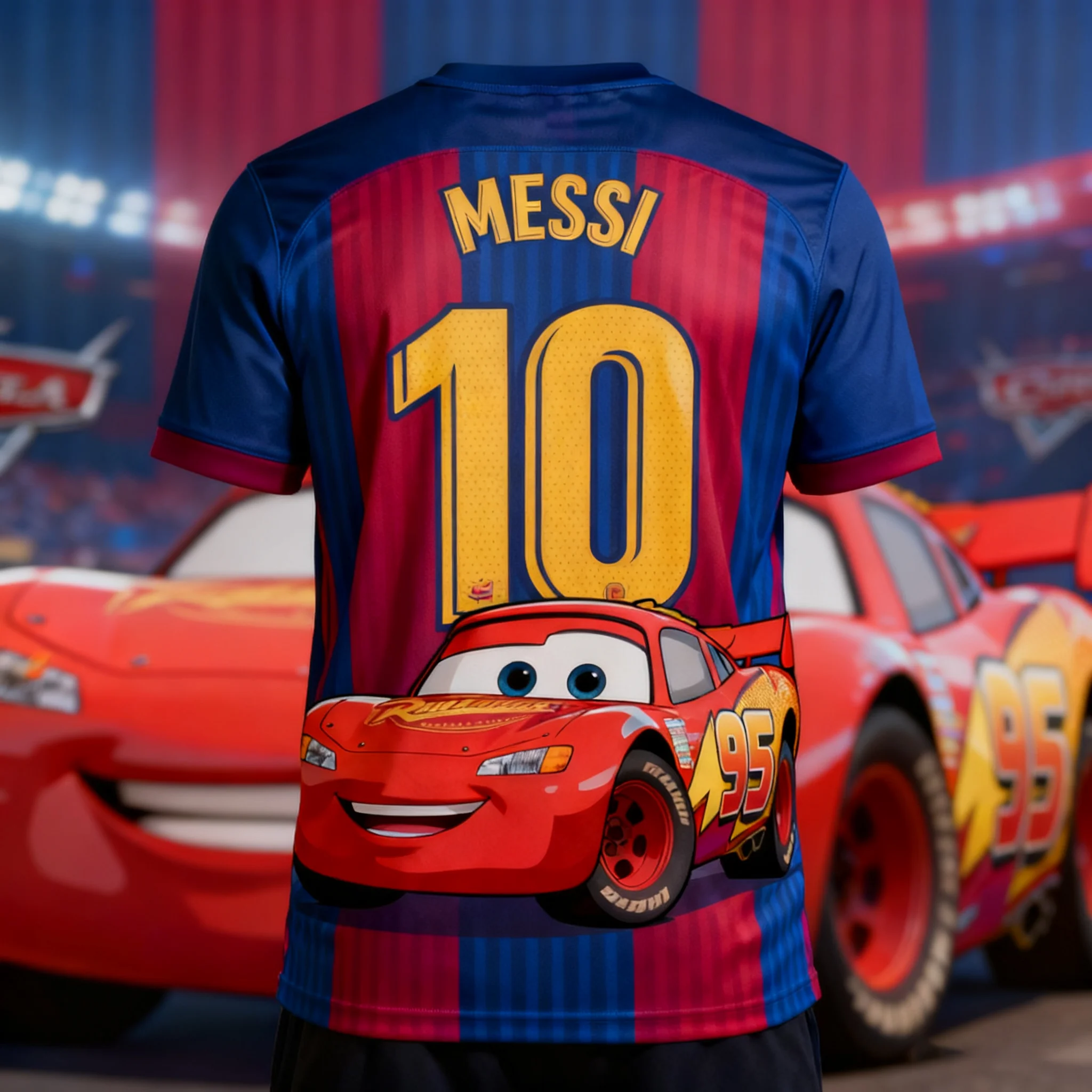 

Classic Cars x Messi Cartoon Football Jersey for Kids Comfortable Breathable Daily Sports T-shirt Casual Training Fashion Wear